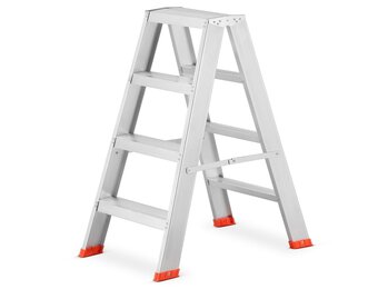 Dubbelzijdige Aluminium Huishoudtrap 2x4 Treden - 81cm Hoog - 34% Korting