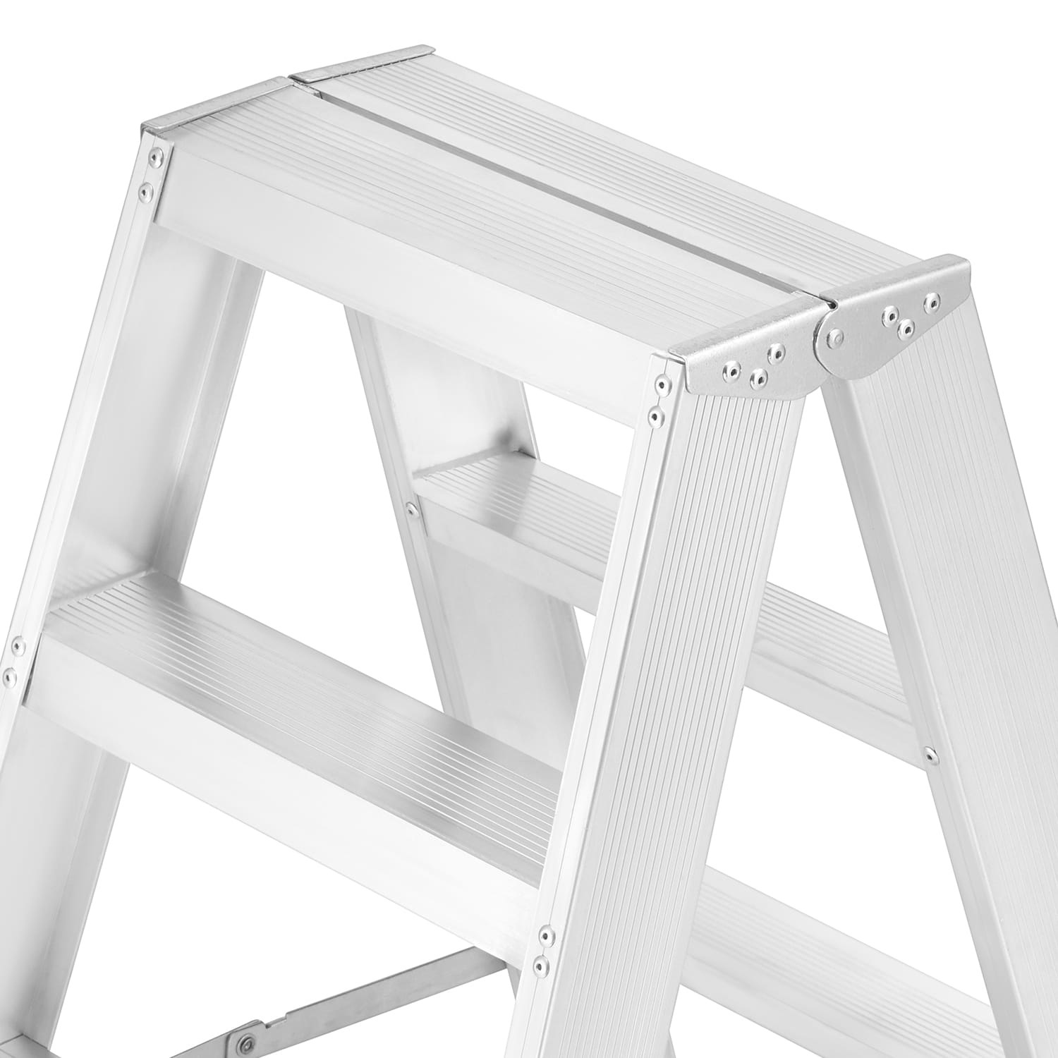 Dubbelzijdige Aluminium Huishoudtrap 2x4 Treden - 81cm Hoog - 34% Korting
