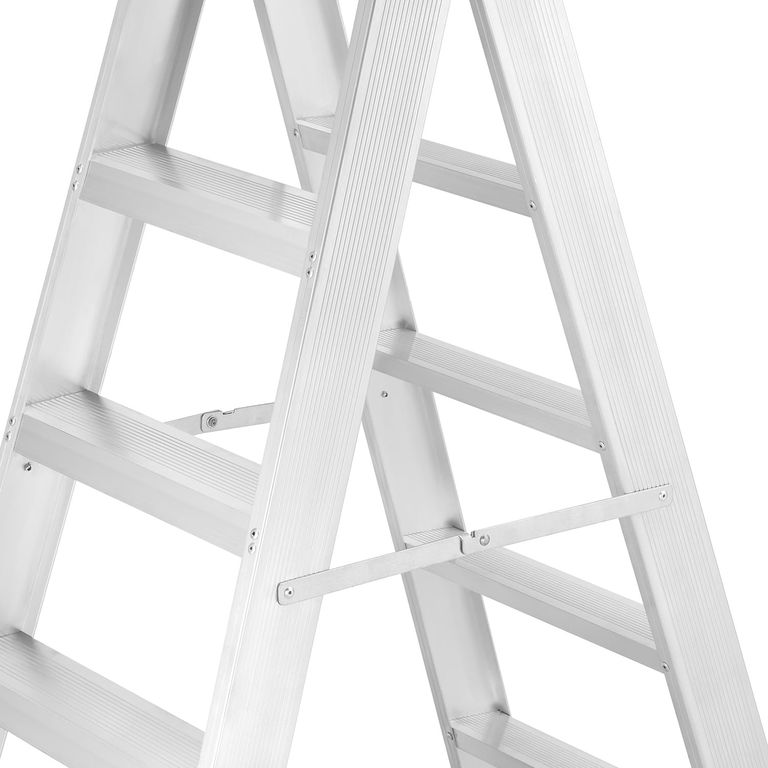 Dubbelzijdige Aluminium Huishoudtrap 2x4 Treden - 81cm Hoog - 34% Korting