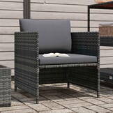 VidaXL Tuinbank met kussens, Poly Rattan Grijs - 53% Korting