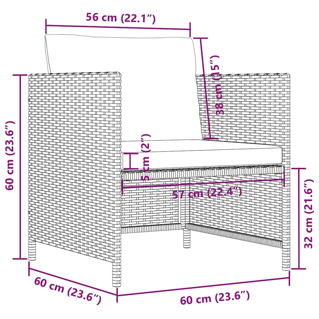 VidaXL Tuinbank met kussens, Poly Rattan Grijs - 53% Korting