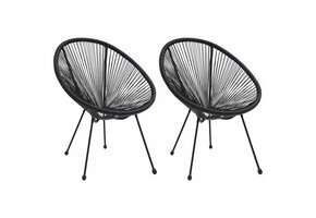 vidaXL Maanstoelen 2 stuks zwart Rotan - 34% Korting
