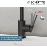SCHÜTTE 33126 Los Angeles Wastafelarmatuur met hoge uitloop, waterkraan voor de badkamer met pop-up excentrische wastafelkraan, hoge wastafelkraan met eengreepsmengkraan, zwart