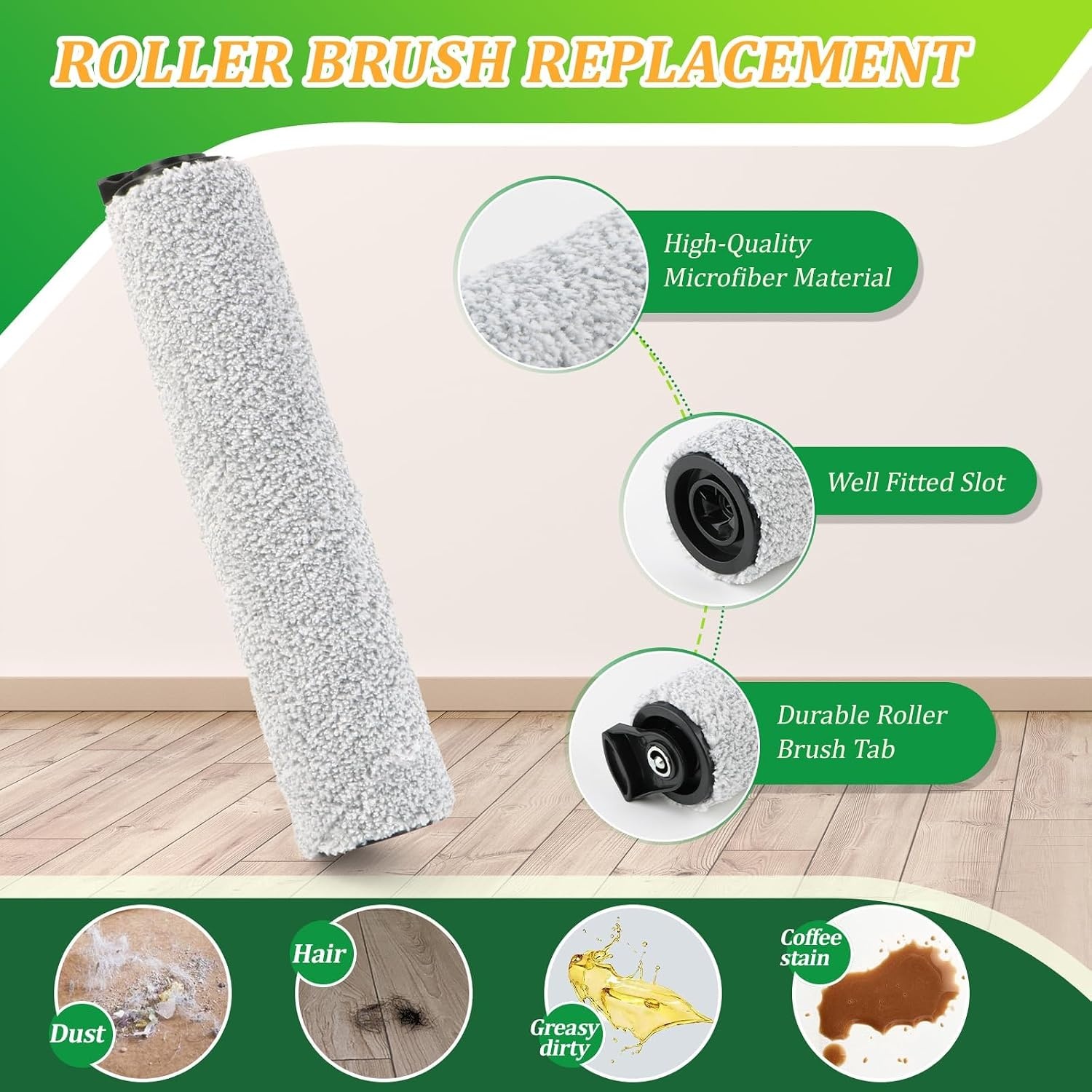 2 borstelrollen, 2 filters, reserveonderdelen voor Tineco Floor One S5 STEAM/I-floor 5 STEAM draadloos huisdier, Floor One S5 STEAM/I-floor 5 STEAM, nat-/droogzuiger, reserveonderdelenset