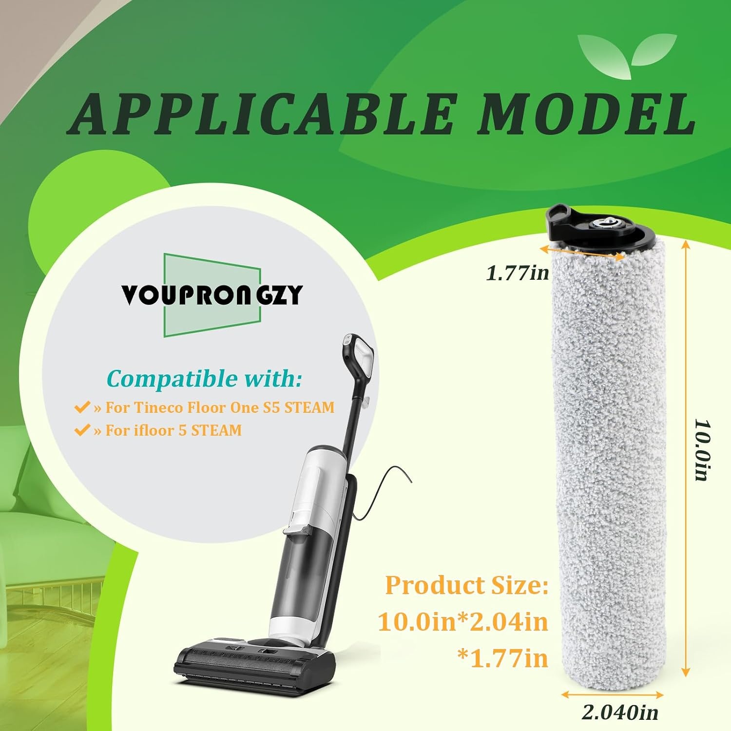 2 borstelrollen, 2 filters, reserveonderdelen voor Tineco Floor One S5 STEAM/I-floor 5 STEAM draadloos huisdier, Floor One S5 STEAM/I-floor 5 STEAM, nat-/droogzuiger, reserveonderdelenset