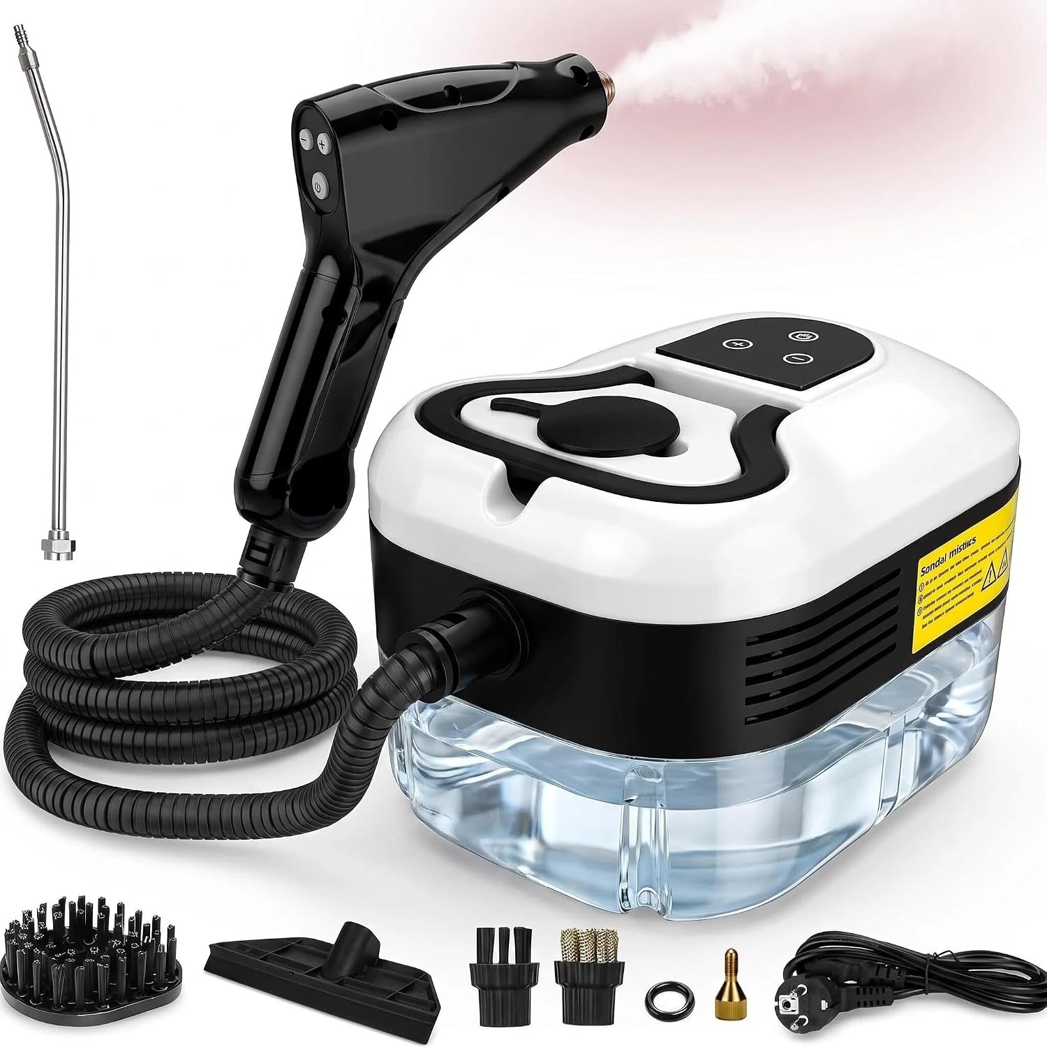 Hoge-temperatuur-stoomreiniger, 2500 W, 4,5 bar druk, 1200 ml, 6 snelheden, 15 seconden verwarming, voor keuken, auto, vloer en airconditioning