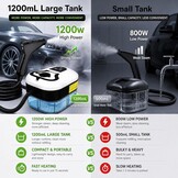 Hoge-temperatuur-stoomreiniger, 2500 W, 4,5 bar druk, 1200 ml, 6 snelheden, 15 seconden verwarming, voor keuken, auto, vloer en airconditioning