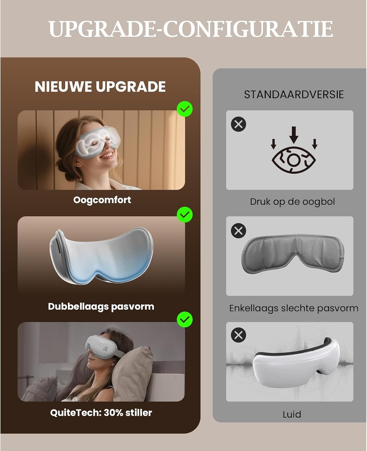 Bob and Brad EyeOasis 3 Oogmassageapparaat met Warmtefunctie, Compressie en Muziek, Opvouwbare en Oplaadbare Eye Massager, voor Ontspanning bij Vermoeide Ogen en Betere Nachtrust