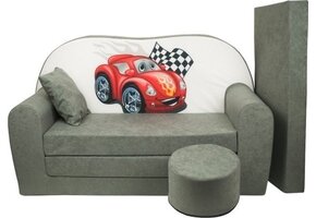 Kinder Slaapbank & Logeermatras Set - Cars Grijs