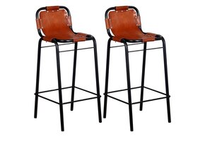 VidaXL Barkrukken 2 stuks Leer (Bruin/Zwart) - 55% Korting