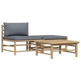 vidaXL 3-delige Loungeset met donkergrijze kussens bamboe