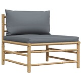 vidaXL 3-delige Loungeset met donkergrijze kussens bamboe