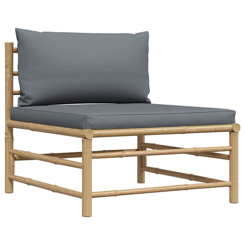 vidaXL 3-delige Loungeset met donkergrijze kussens bamboe