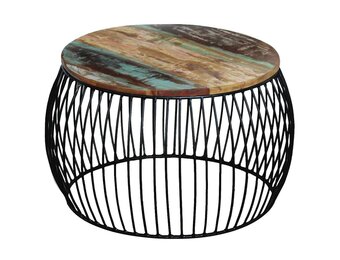 vidaXL Salontafel rond 68x37 cm massief gerecycled hout