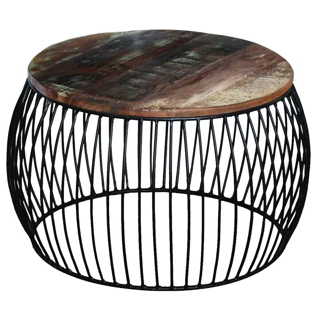 vidaXL Salontafel rond 68x37 cm massief gerecycled hout