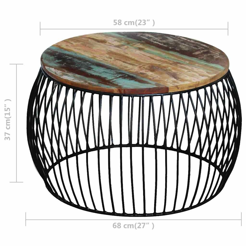 vidaXL Salontafel rond 68x37 cm massief gerecycled hout