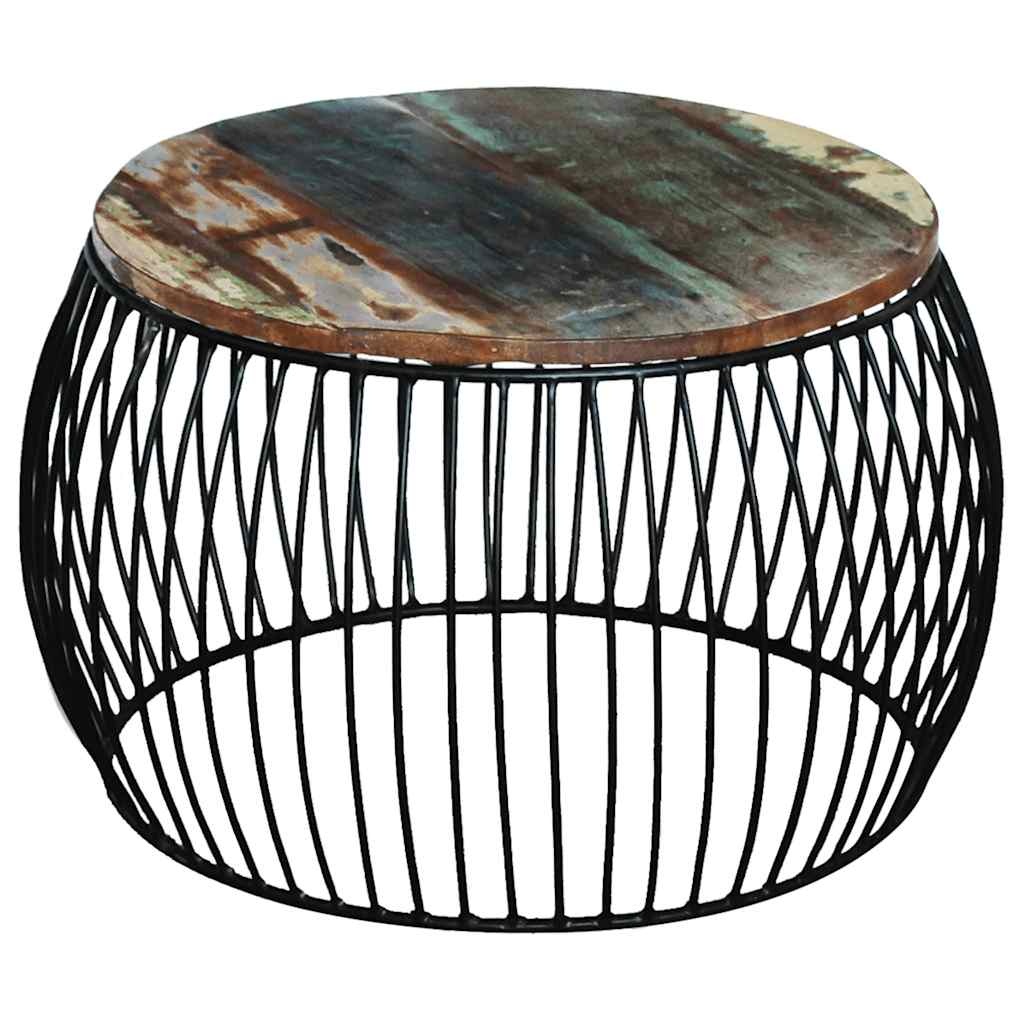 vidaXL Salontafel rond 68x37 cm massief gerecycled hout