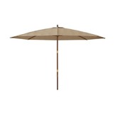 vidaXL Parasol met houten paal 400x273 cm taupe
