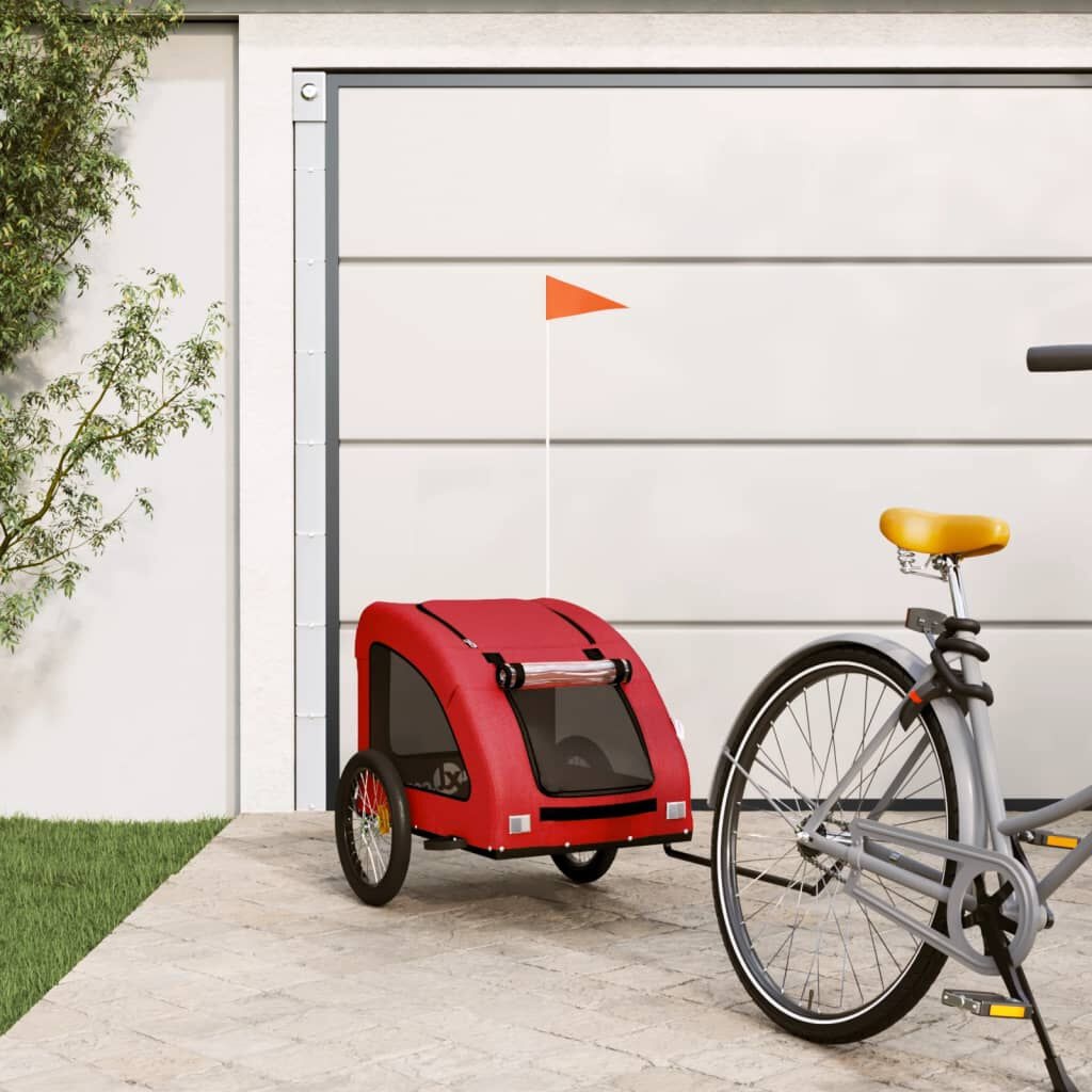 vidaXL Hondenfietstrailer oxford stof en ijzer rood