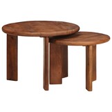 vidaXL Nest Koffietafels 2 st Honingbruin Ø 50 x 40 cm