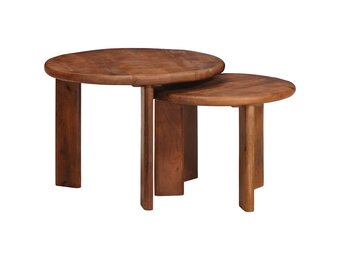 vidaXL Nest Koffietafels 2 st Honingbruin Ø 50 x 40 cm