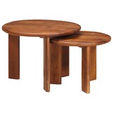 vidaXL Nest Koffietafels 2 st Honingbruin Ø 50 x 40 cm