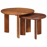 vidaXL Nest Koffietafels 2 st Honingbruin Ø 50 x 40 cm