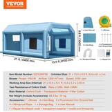 VEVOR Inflatable Paint Booth Spray Paint, 6.4 x 4.1 x 3 m Inflatable Spray Booth, with 1100 W Powerful Blower & Air Filter System, Portable Car Paint Cabin for Medium Vehicles