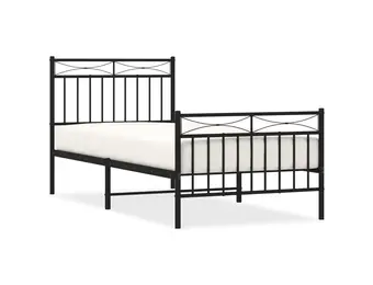 vidaXL Bedframe met hoofd- en voeteneinde metaal zwart 90x200 cm