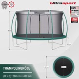 Ultrasport Deluxe Trampoline Groen 430 cm met veiligheidsnet