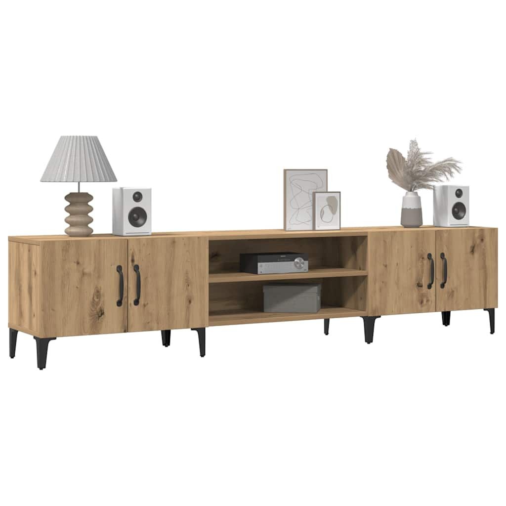 vidaXL Tv-meubel 180x31,5x40 cm bewerkt hout artisanaal eikenkleurig