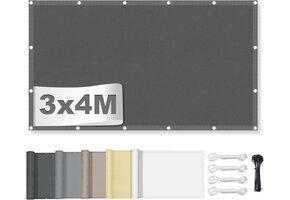 Waterdicht Zonnezeil 3x4m Donkergrijs - 95% UV-bescherming