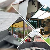 Parasol zeil, balkonbekleding met touw, zonnezeil, waterdicht met ogen, zonwering, windscherm, balkon, terras, 95% UV-bescherming, voor balkon, tuin, donkergrijs, 3 x 4 m