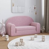 vidaXL Kinderslaapbank 2-zits zacht pluche roze