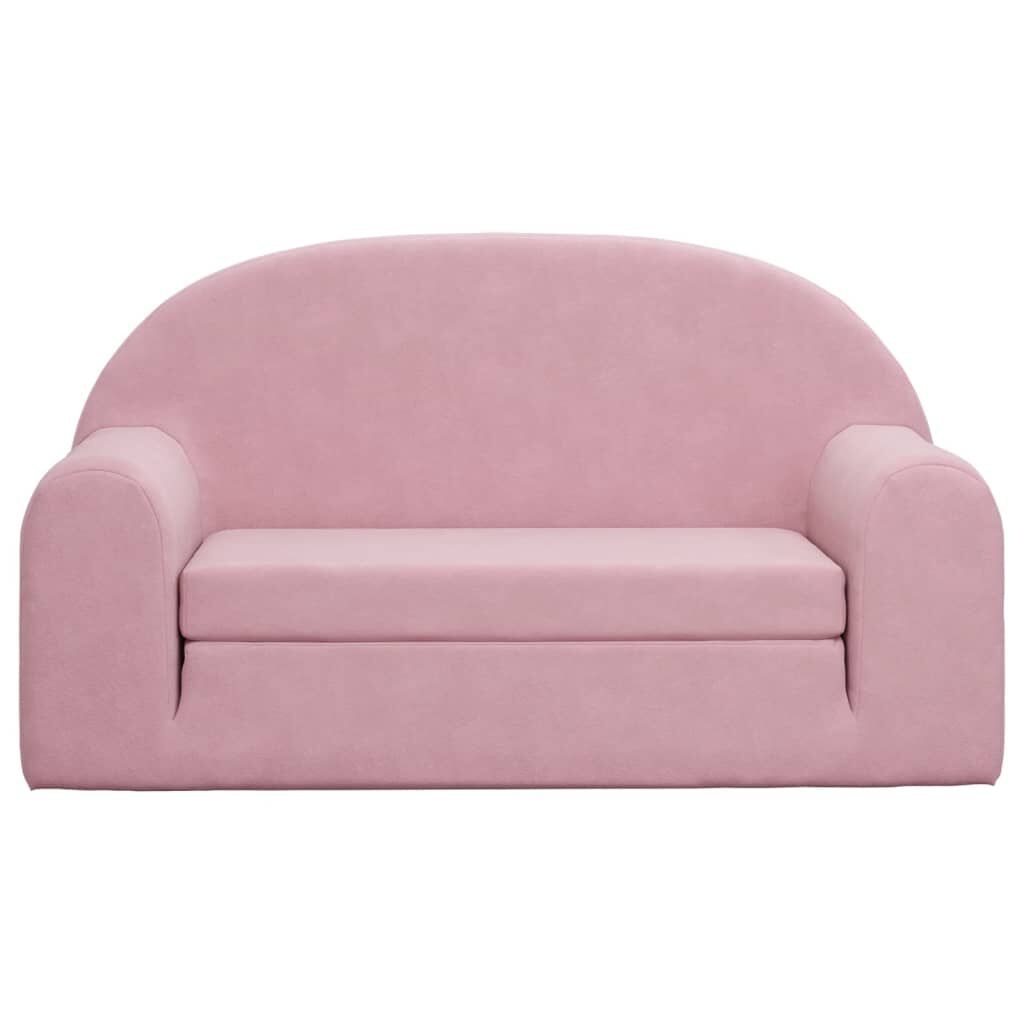 vidaXL Kinderslaapbank 2-zits zacht pluche roze