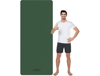 Yogamat Extra Lang Breed 213x81 cm TPE Antislip Fitnessmat Groen/Zwart met Draagband