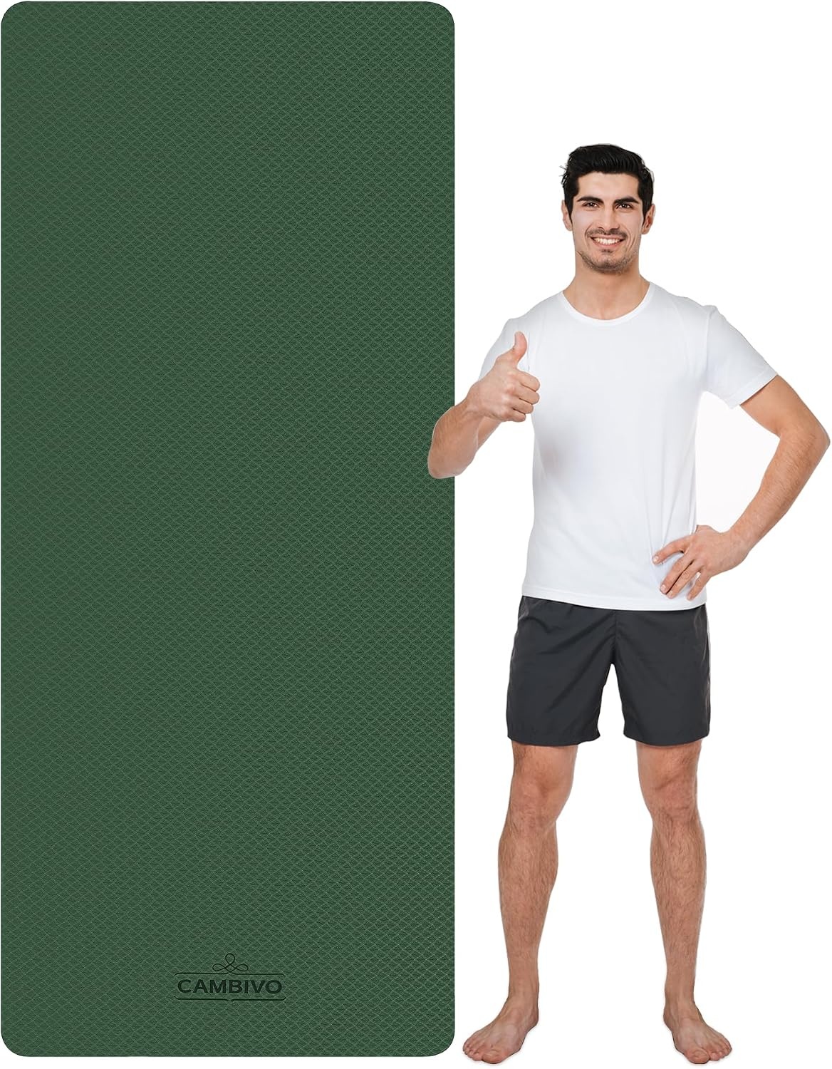 Yogamat Extra Lang Breed 213x81 cm TPE Antislip Fitnessmat Groen/Zwart met Draagband