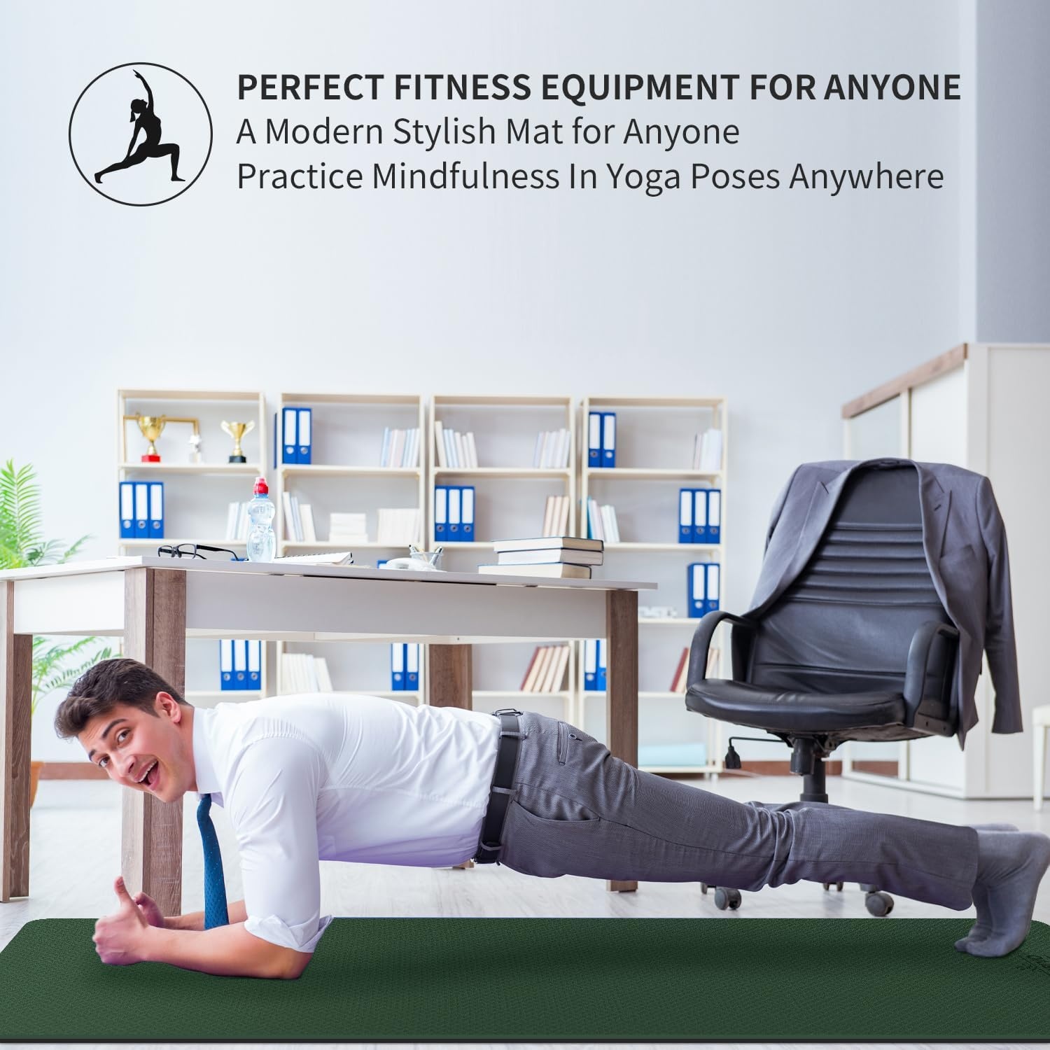 Yogamat Extra Lang Breed 213x81 cm TPE Antislip Fitnessmat Groen/Zwart met Draagband