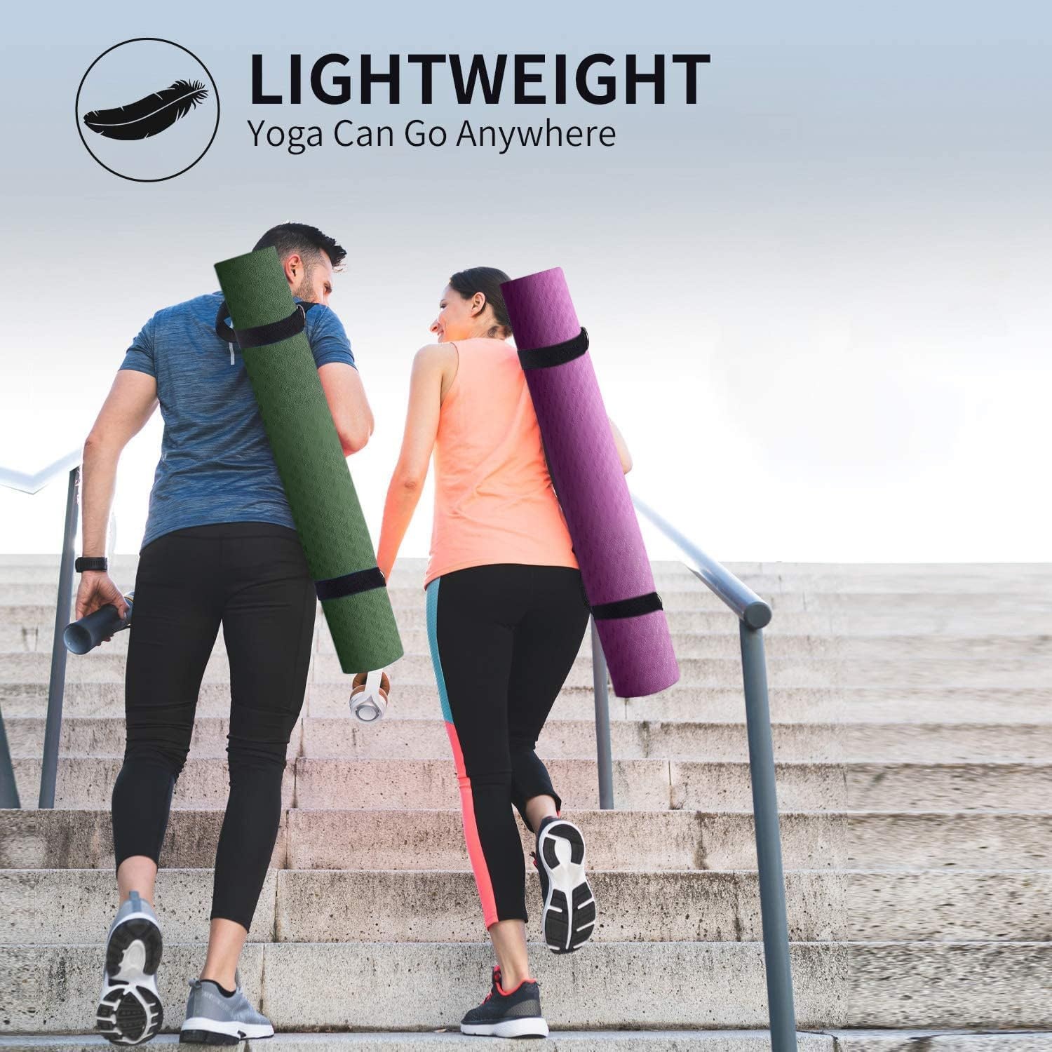Yogamat Extra Lang Breed 213x81 cm TPE Antislip Fitnessmat Groen/Zwart met Draagband