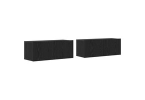 TV-kast Zwart Eiken Bewerkt Hout (34% Korting)