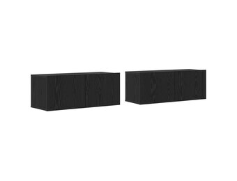 vidaXL TV-kast 2 st Zwart Eiken Bewerkt hout