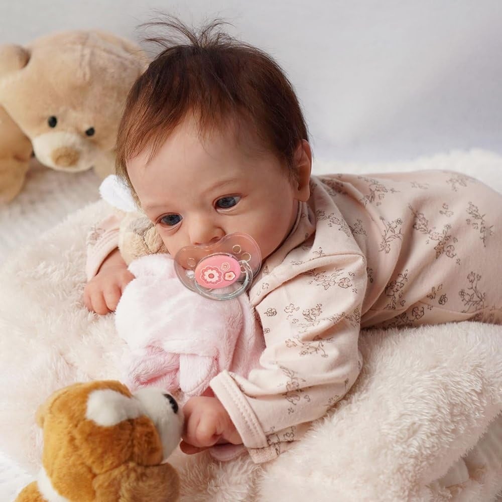 Rxdoll Levensechte reborn babypop van 48 cm, kleine babymaat, met zacht en verzwaard lichaam, realistisch ontwerp, ideaal als cadeau voor kinderen