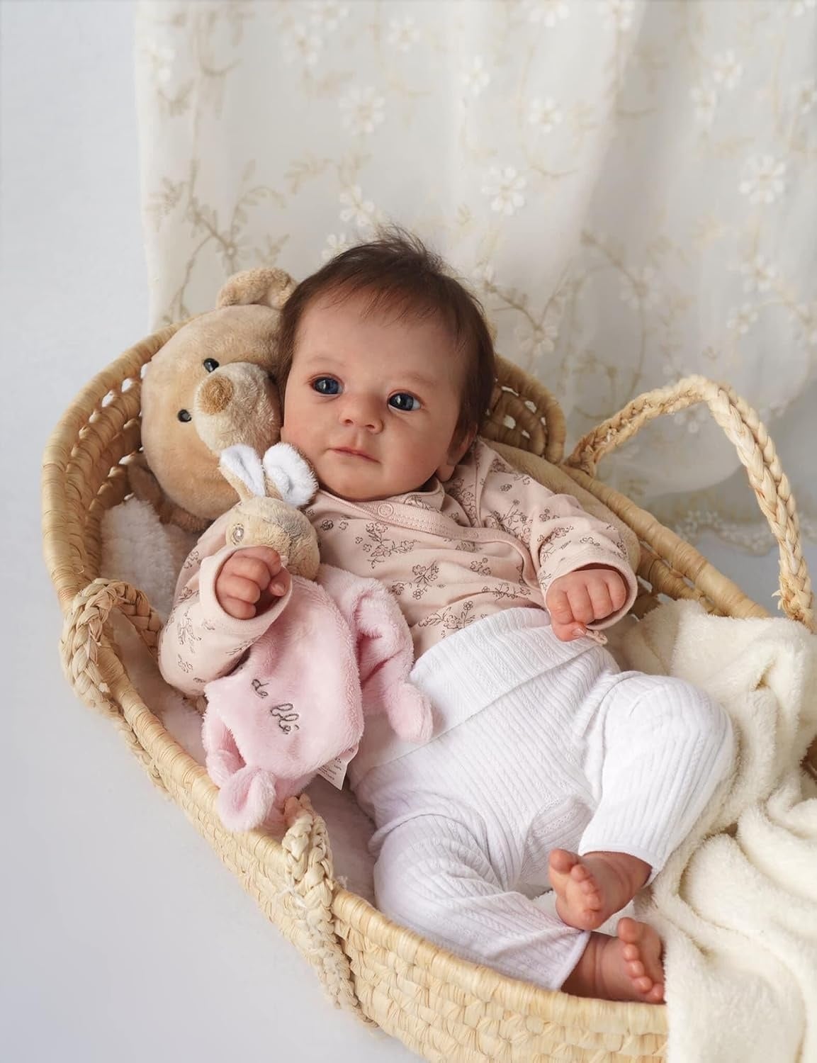 Rxdoll Levensechte reborn babypop van 48 cm, kleine babymaat, met zacht en verzwaard lichaam, realistisch ontwerp, ideaal als cadeau voor kinderen