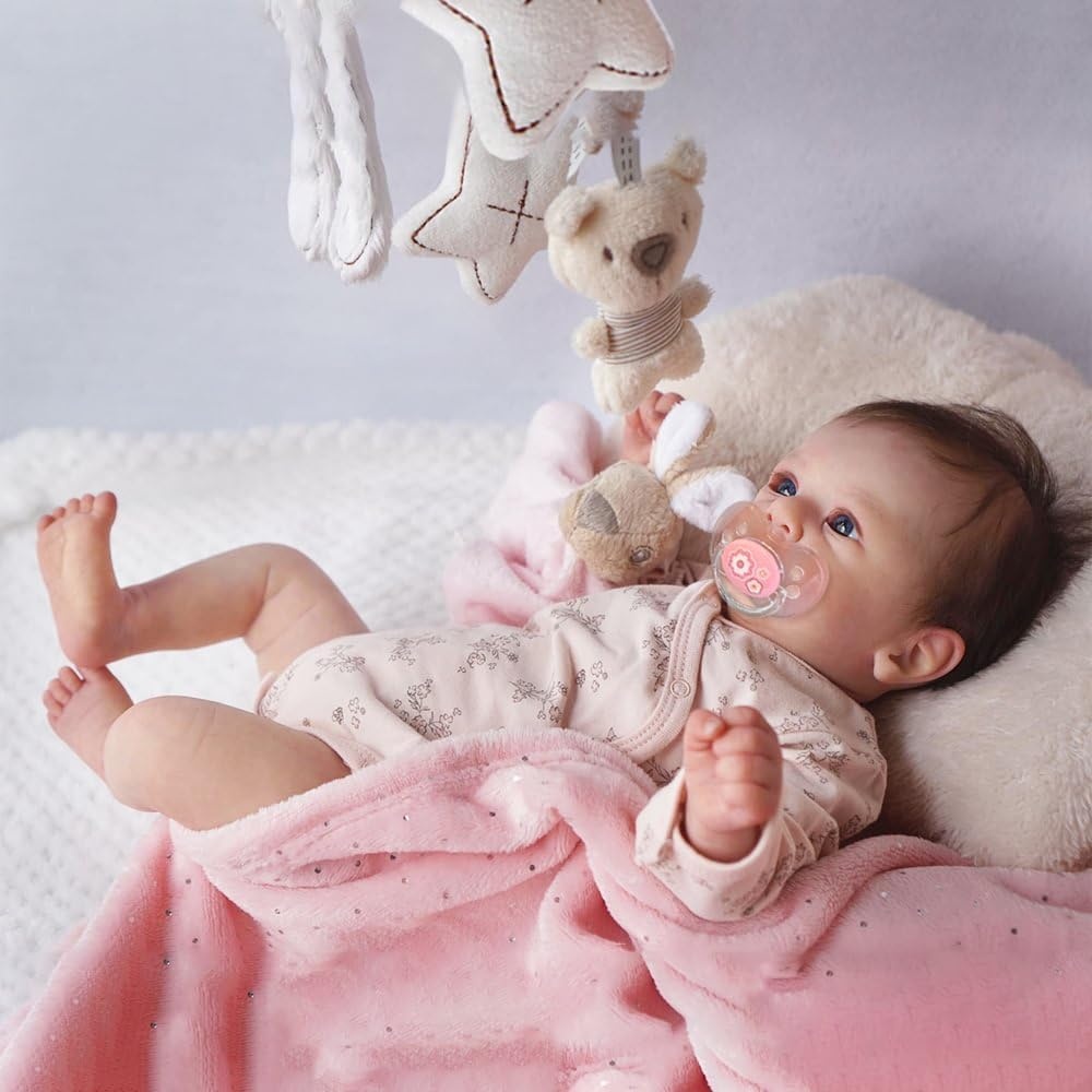 Rxdoll Levensechte reborn babypop van 48 cm, kleine babymaat, met zacht en verzwaard lichaam, realistisch ontwerp, ideaal als cadeau voor kinderen
