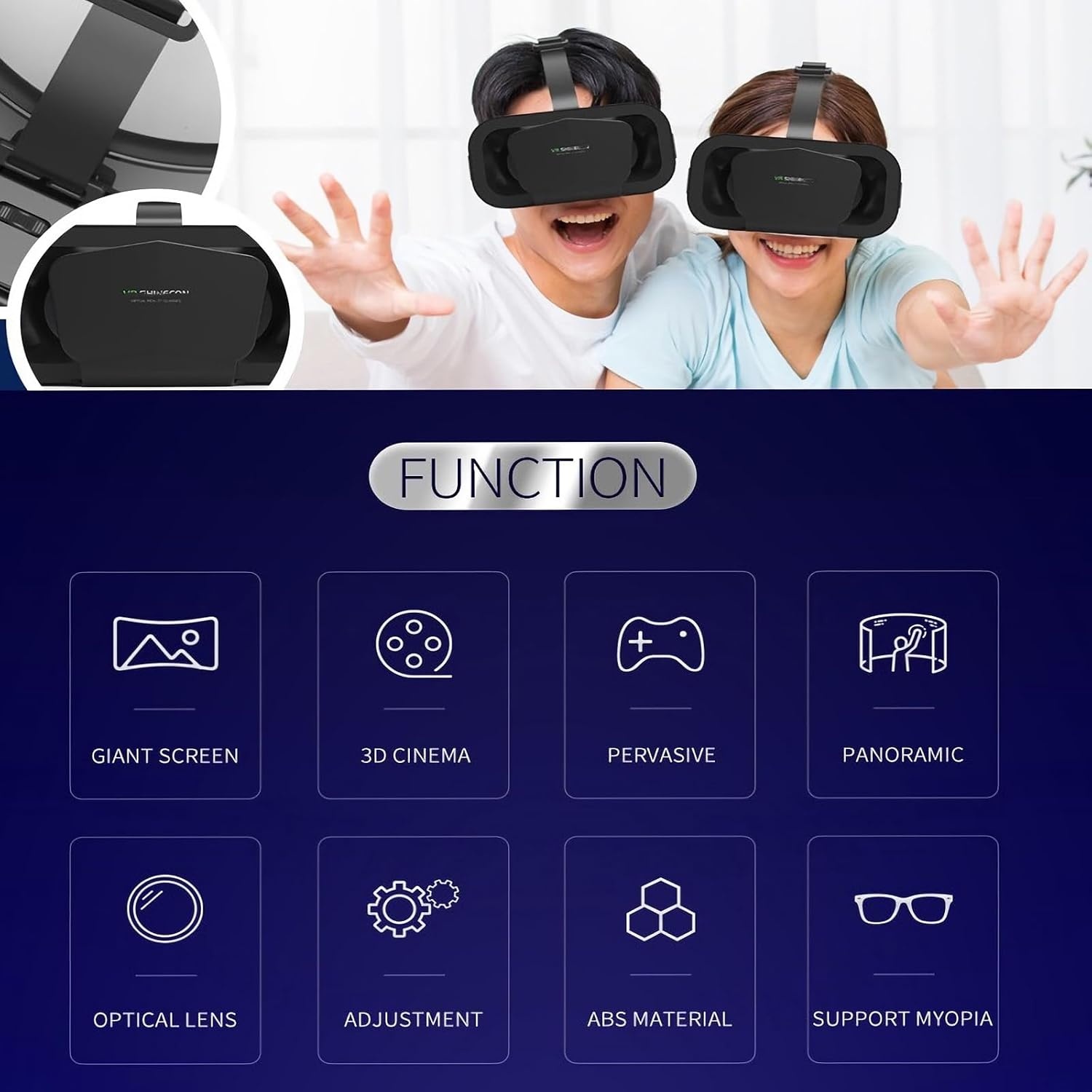 VR-bril mobiele telefoon virtual reality met afstandsbediening, 3D VR-bril Ervaar games en 360 graden films in zachte en comfortabele bril voor Phone Android 5 ~ 7 inc