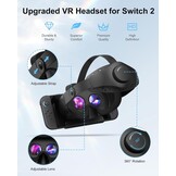 Verbeterde VR-headset voor Nintendo Switch 2, Switch 2 Virtual Reality VR-bril met verstelbare HD-lenzen en comfortabele hoofdband, Virtual Boy 3D-bril voor Switch 2 accessoires (zwart)