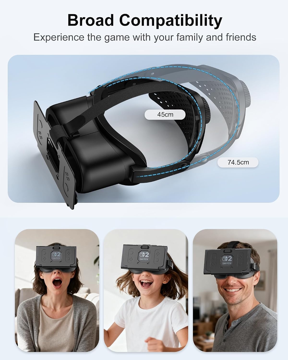 Verbeterde VR-headset voor Nintendo Switch 2, Switch 2 Virtual Reality VR-bril met verstelbare HD-lenzen en comfortabele hoofdband, Virtual Boy 3D-bril voor Switch 2 accessoires (zwart)