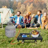 8 KW gasfornuis, 2-pits met 1,2 m slang en 50 mbar drukregelaar, campingkooktoestel, outdoor