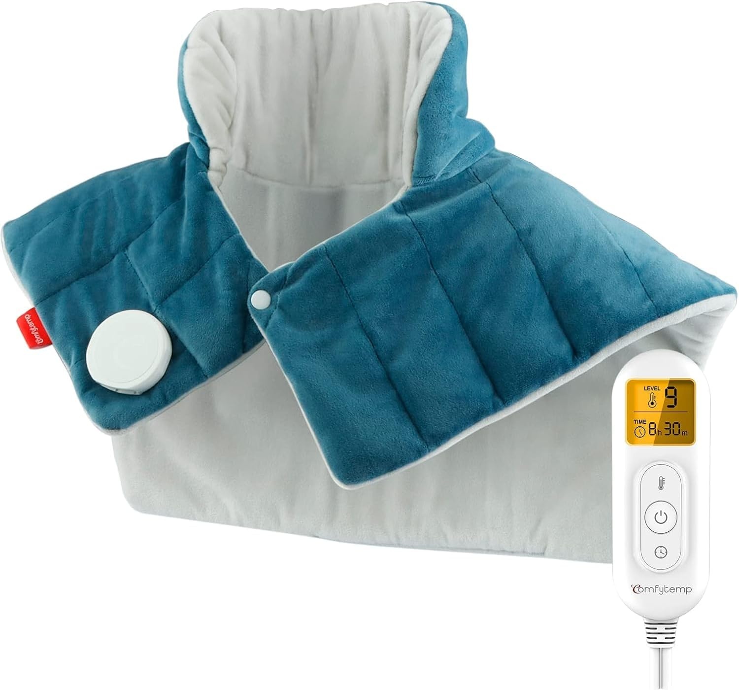 Comfytemp Warme Nekkussen, Warme Kussen voor Nek en Schouders, Om Nek-, Schouder- en Rugpijn te verminderen, 9 Warmte niveaus, Automatische Uitschakeling, Machinewasbaar, 48 × 56cm