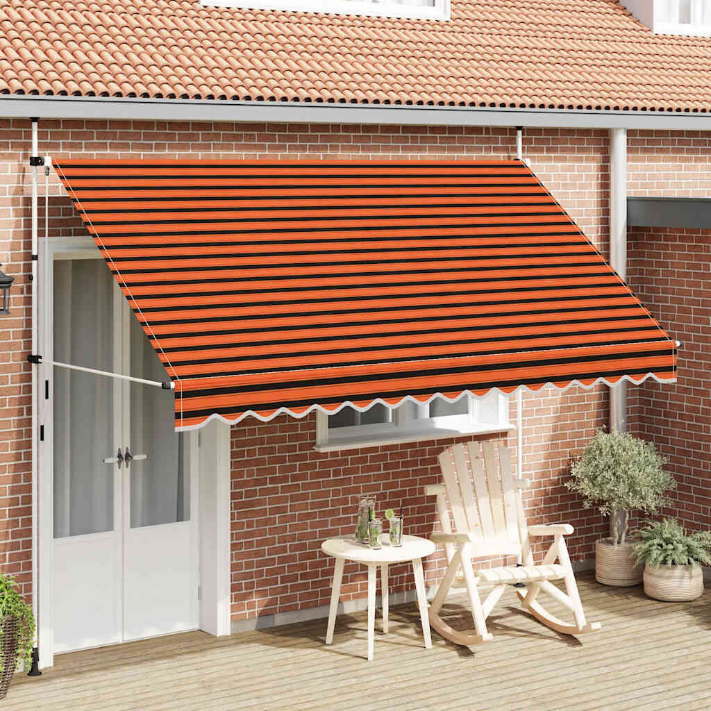 vidaXL Luifel handmatig uittrekbaar 350 cm oranje en bruin